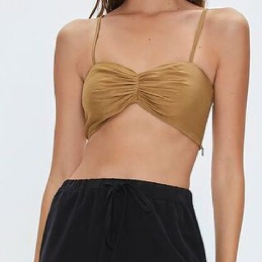 NWT Forever 21 Tan Ruched Sweetheart Cropped Cami - US S